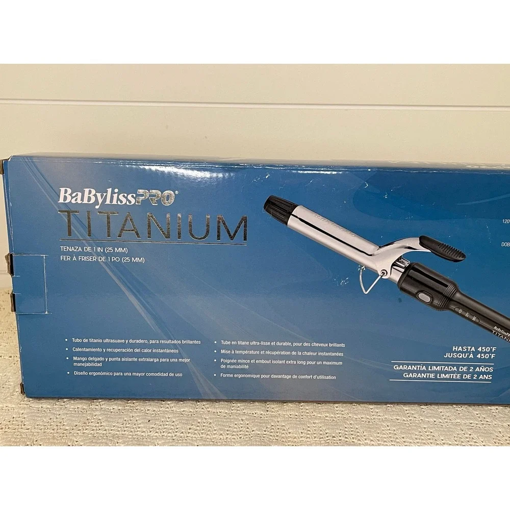 BaBylissPRO Nano Titanium 1 Inch Curling Iron BTLM100TS Dual Voltage 450F New